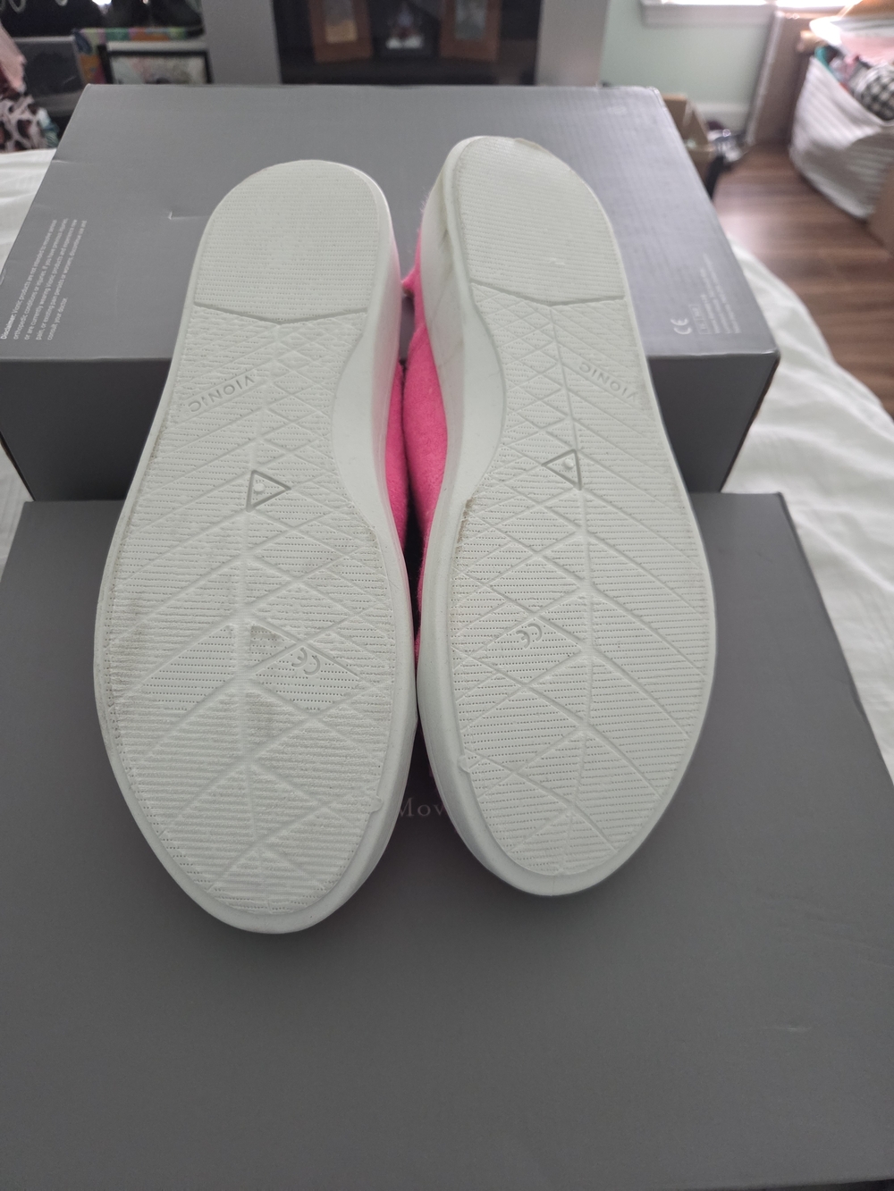 Vionic Hot Pink Slip-On Sneakers with Lime Green Lining - Picture 6 of 7